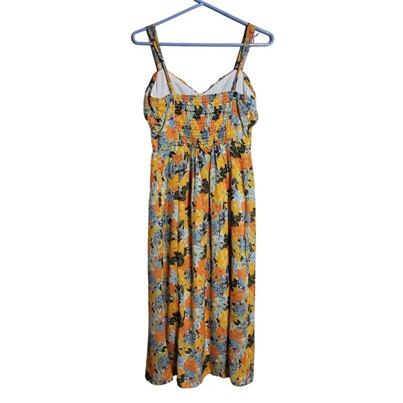 Abercrombie and Fitch Yellow Floral Slim Midi dress Adjustable Straps Size Small - Picture 3 of 11